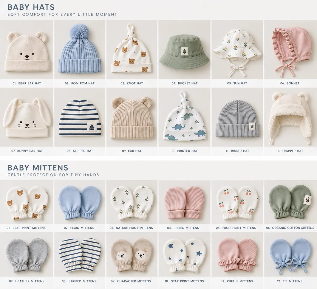 Baby hat and mitten collection