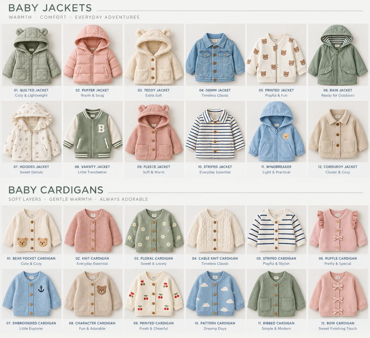 Baby jacket and cardigan collection