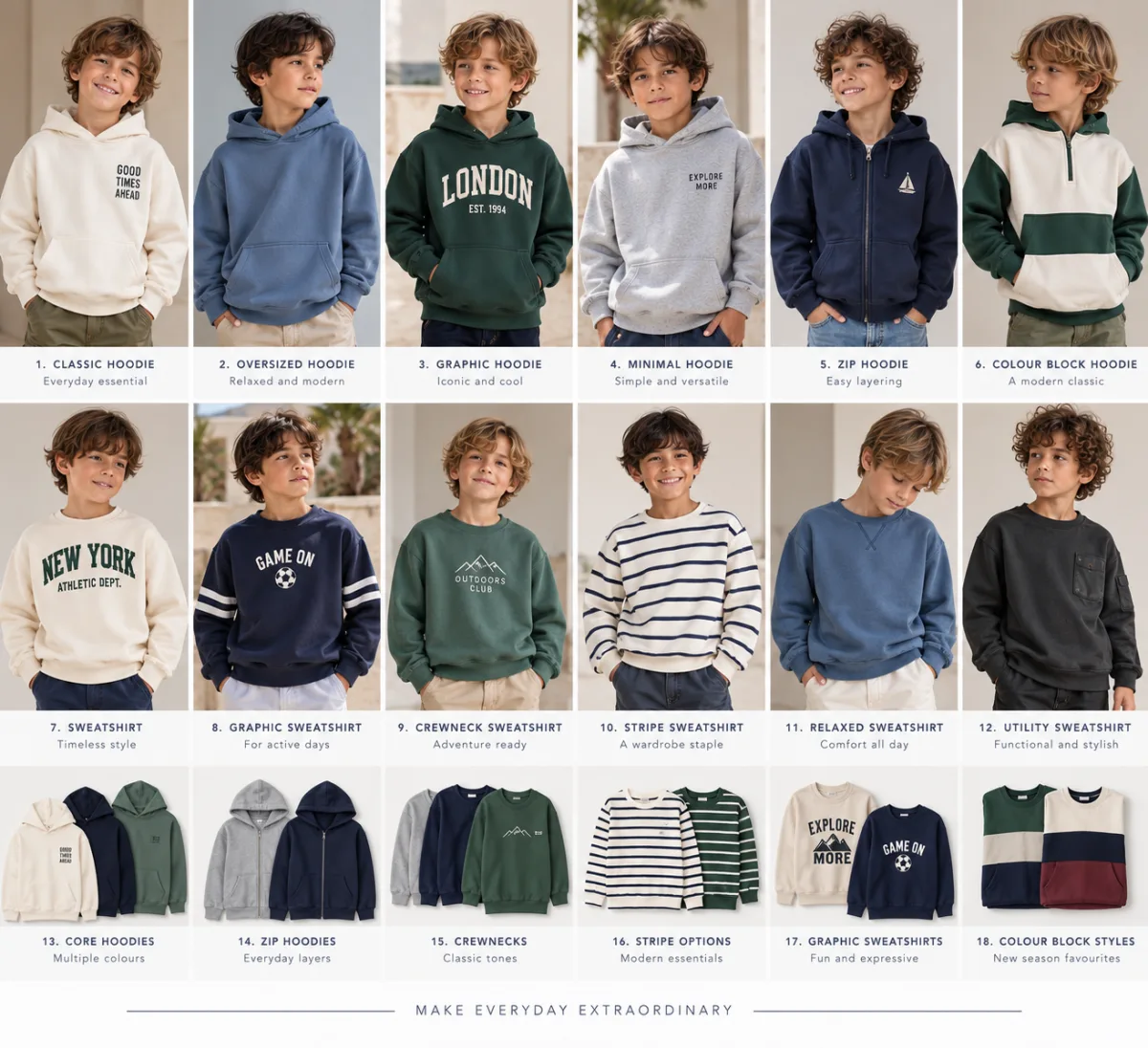 Boys' hoodies and sweatshirt collection