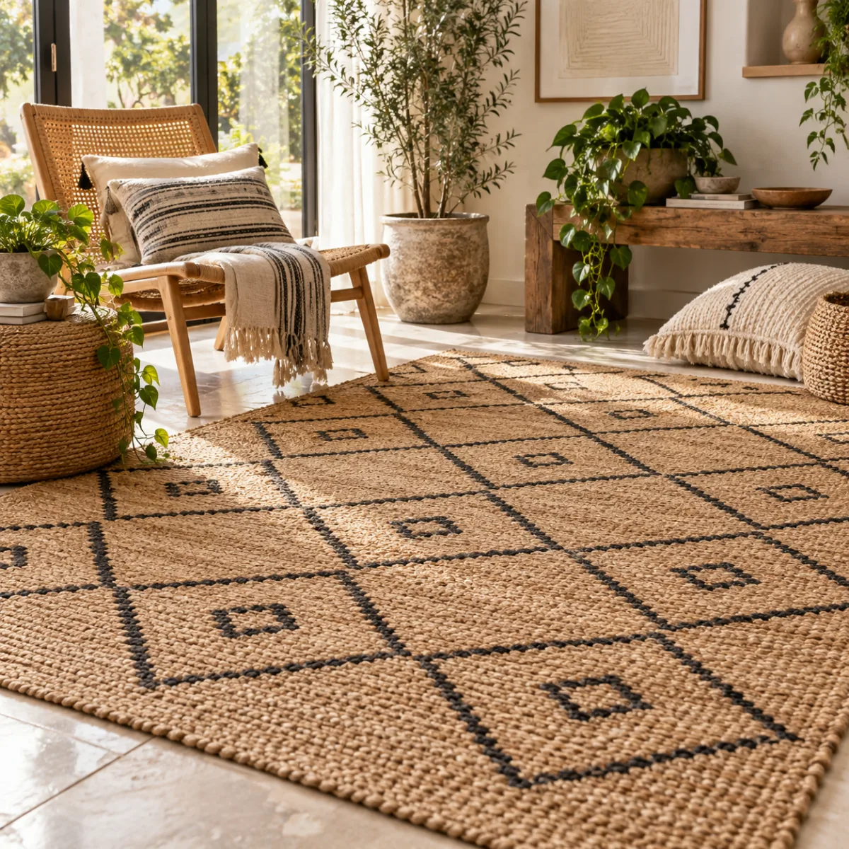 Natural jute rug style three