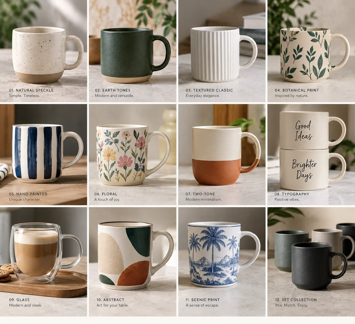 Assorted ceramic mug collection