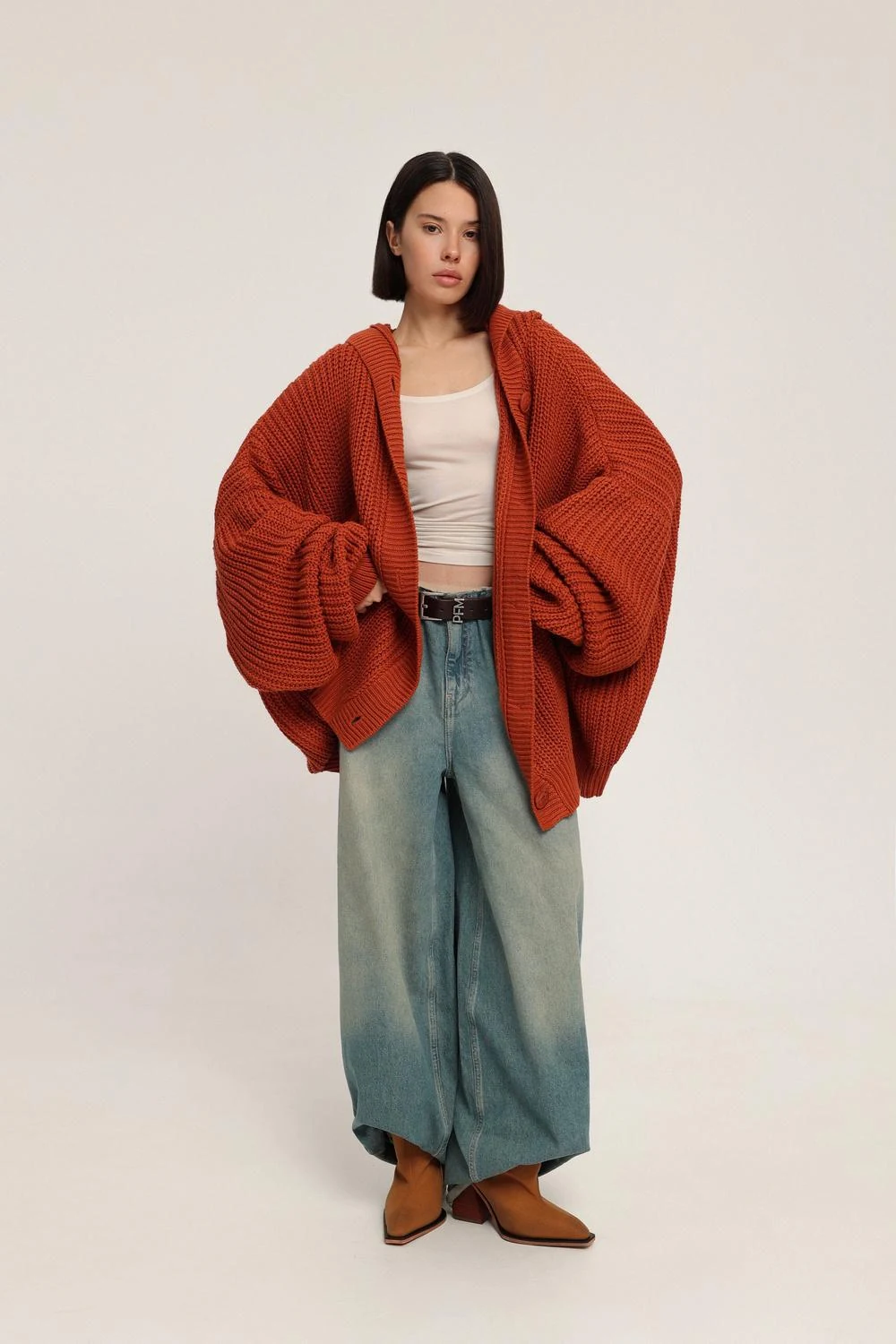 Ladies rust oversized cardigan