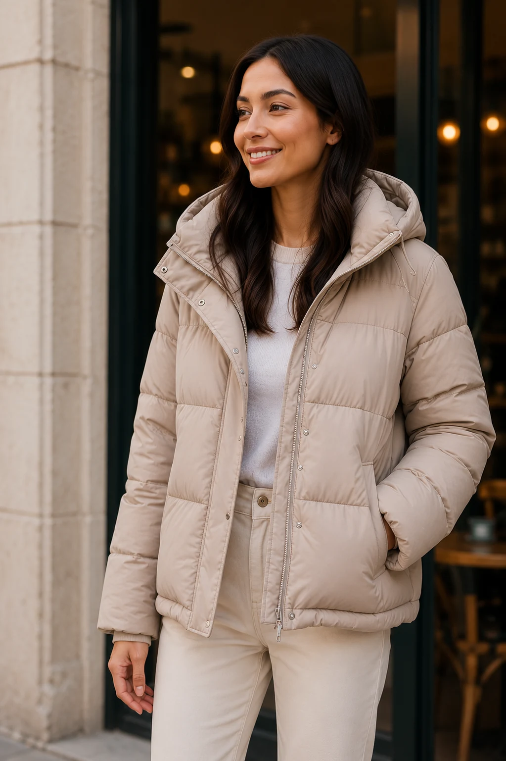 Ladies cream padded jacket