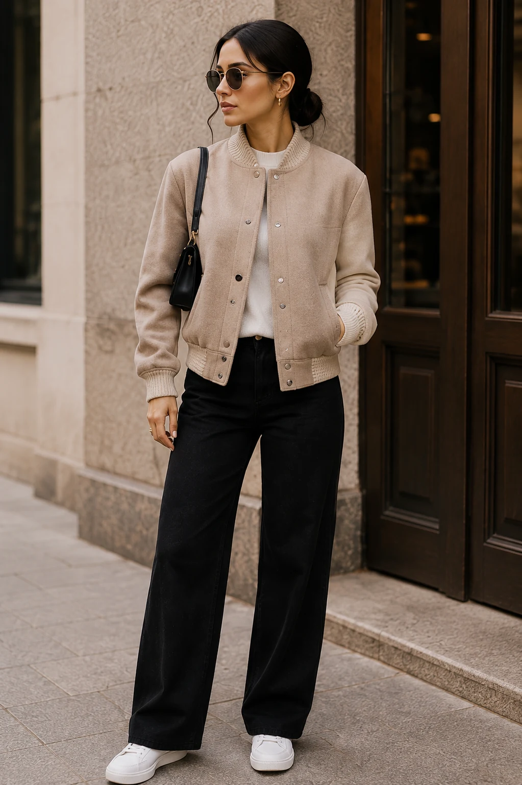 Ladies cropped collarless jacket