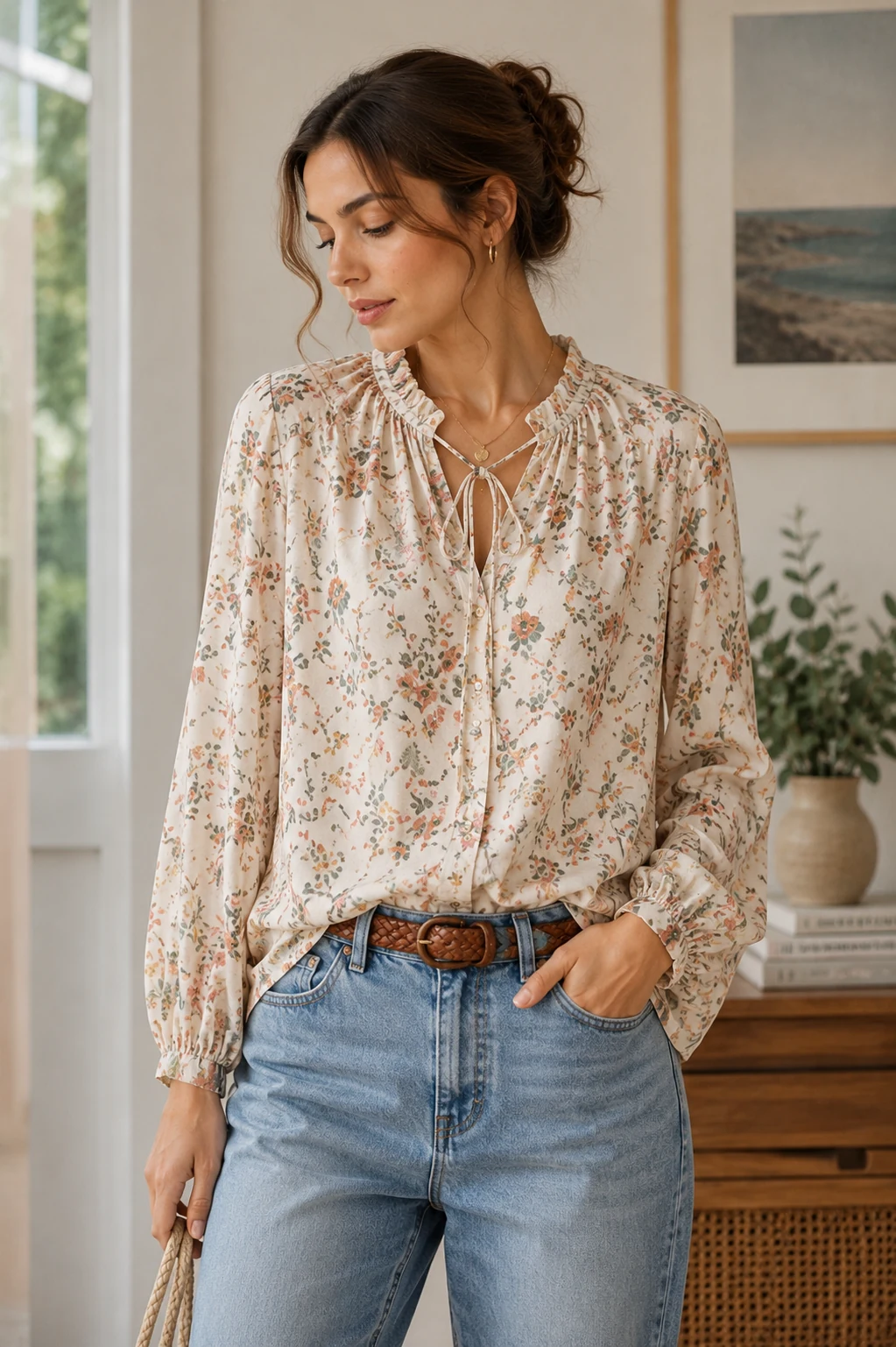 Ladies floral print blouse