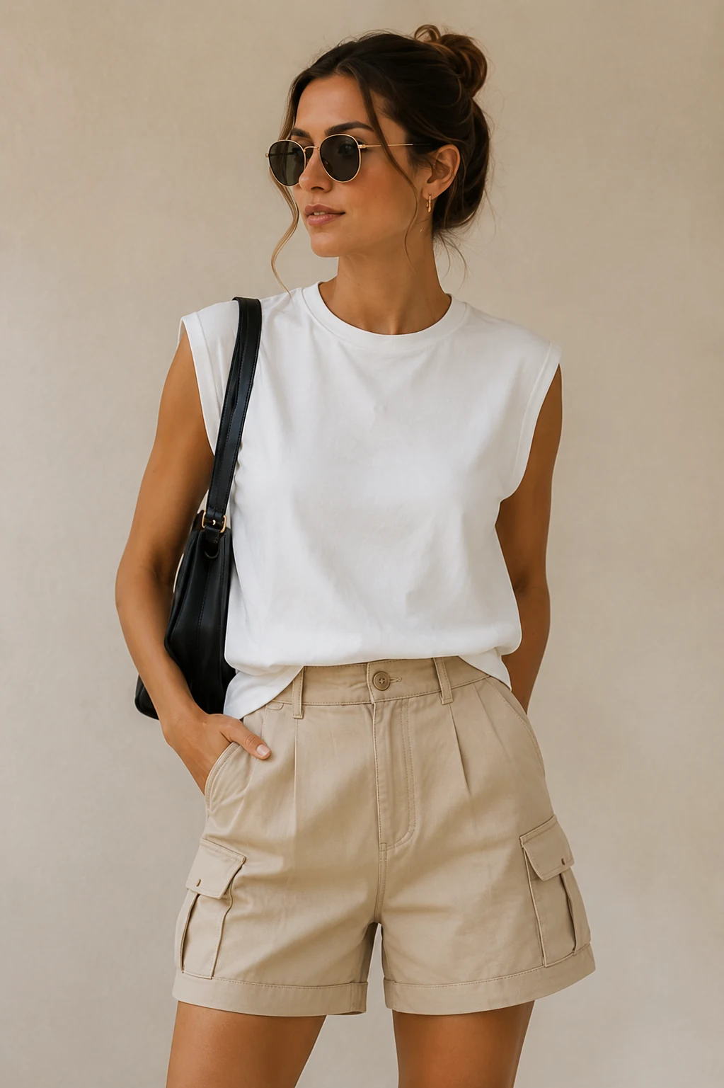 Ladies ivory tailored shorts