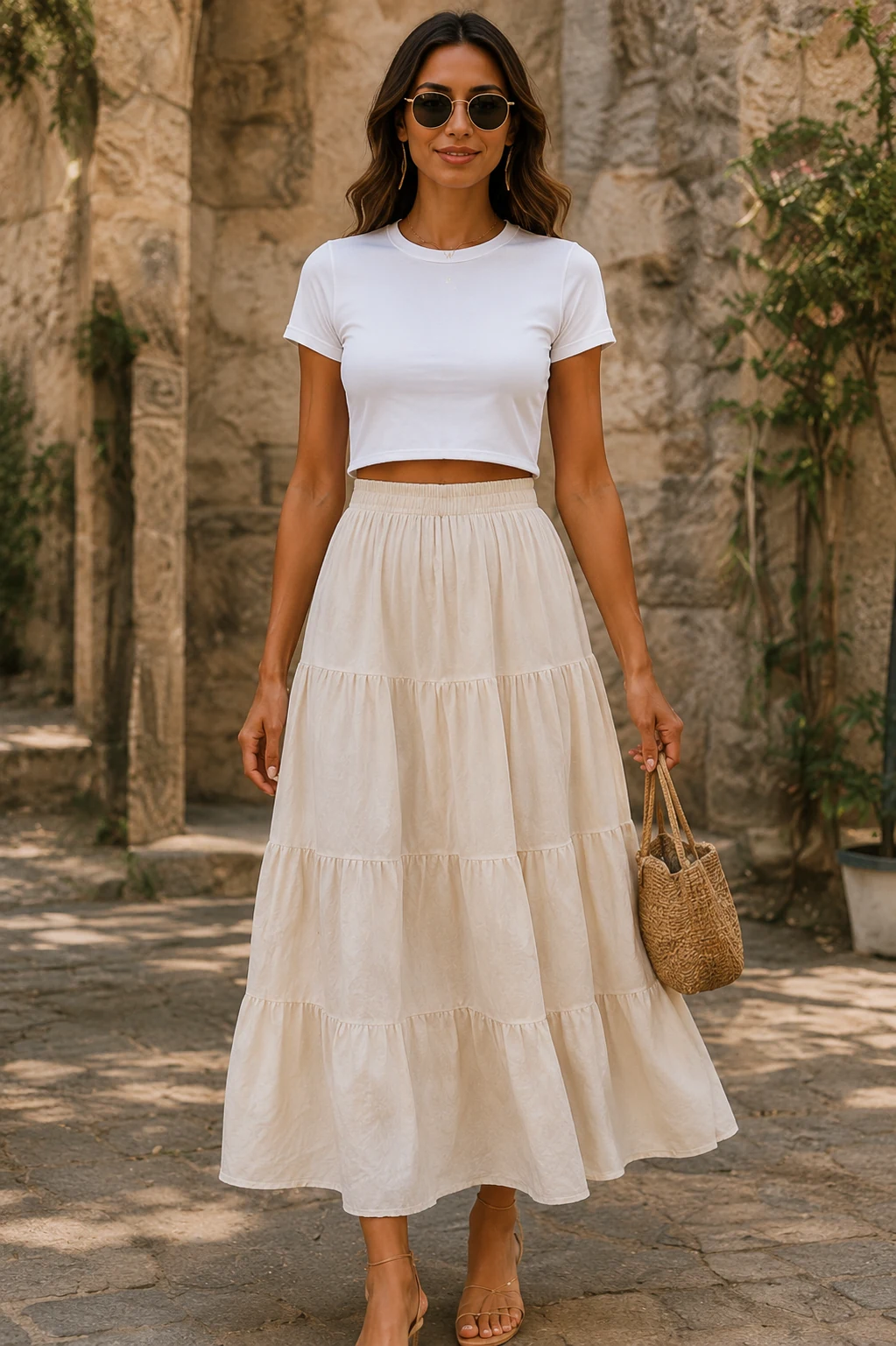 Ladies beige maxi skirt