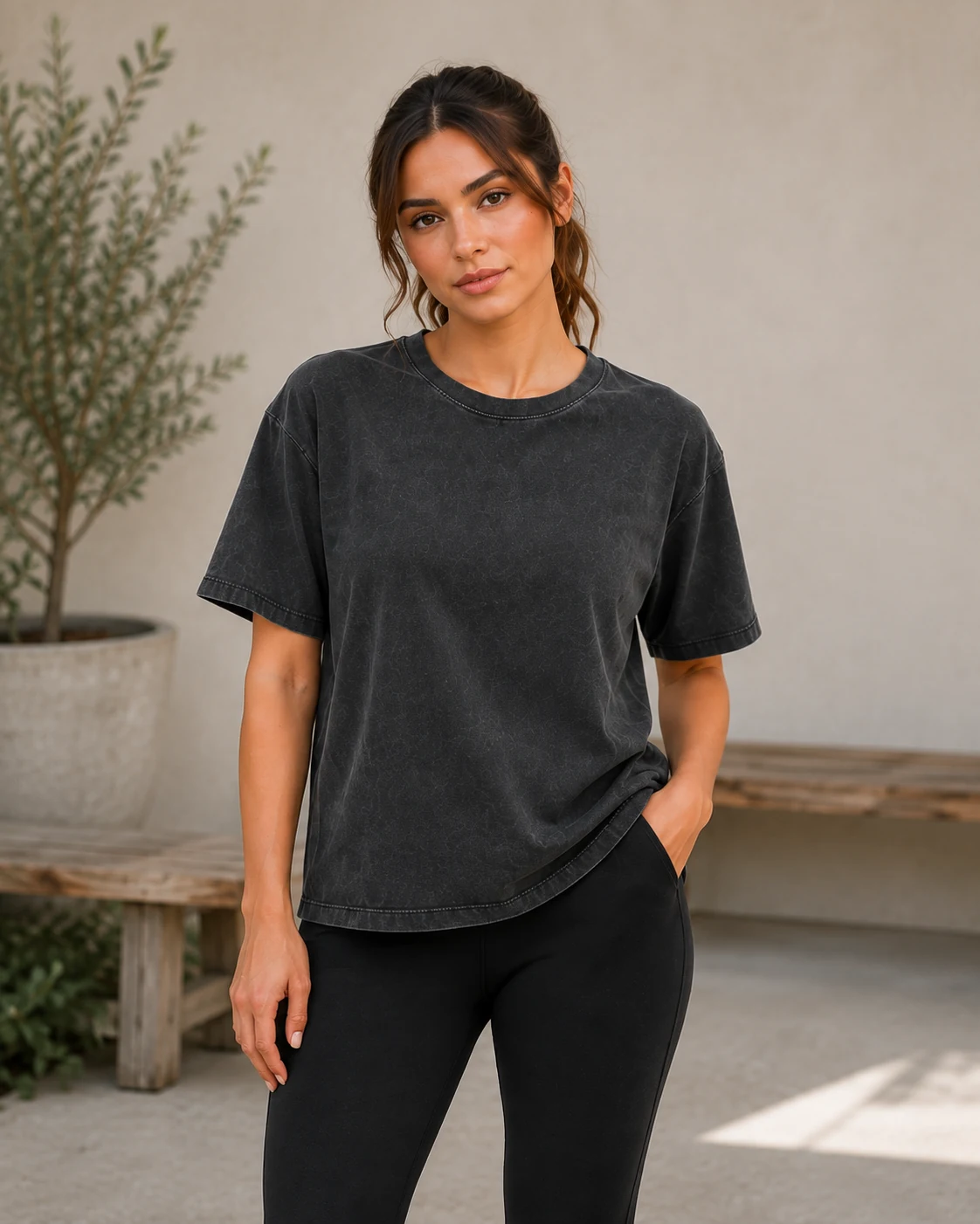 Ladies charcoal oversized T-shirt