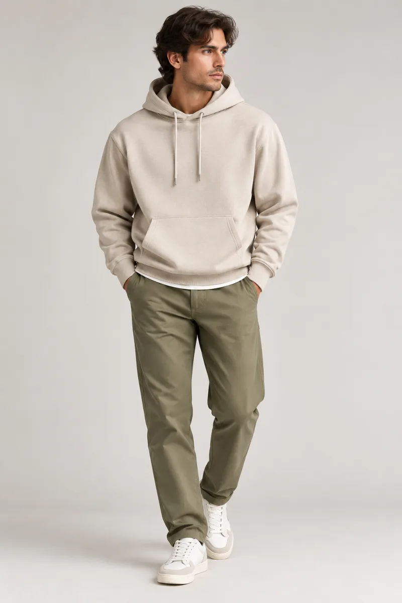 Men's cream pullover hoodie