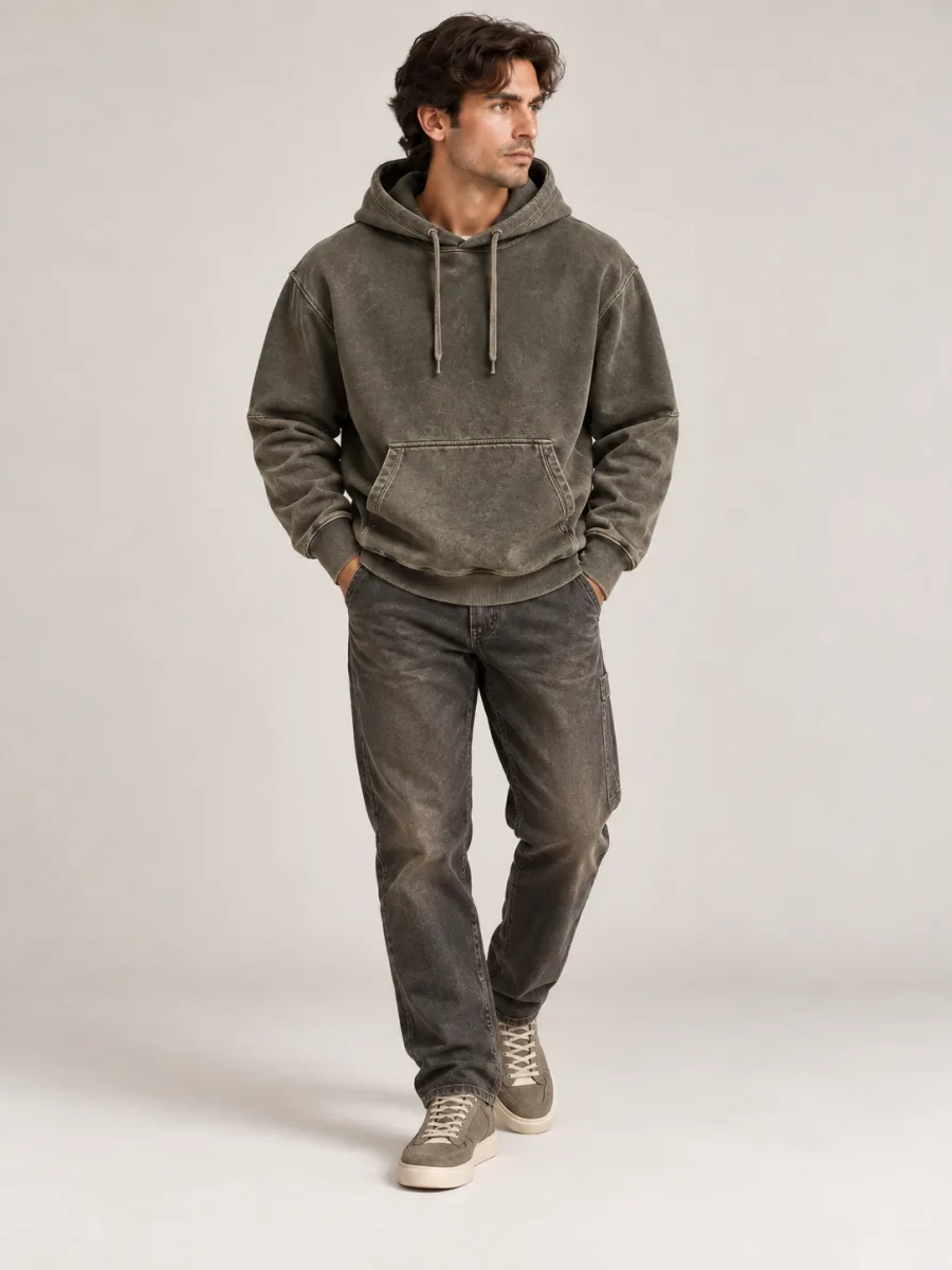 Men's charcoal pullover hoodie