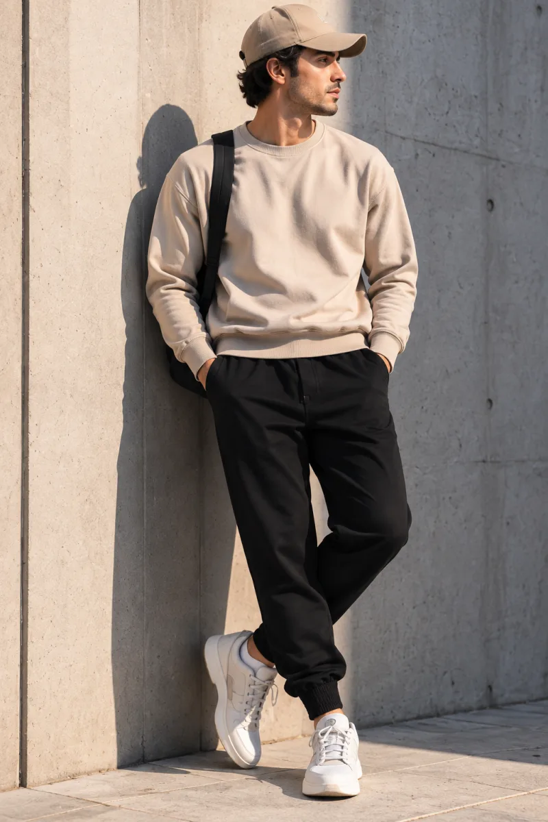 Men's black tapered joggers