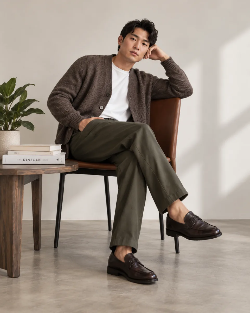Men's brown cardigan