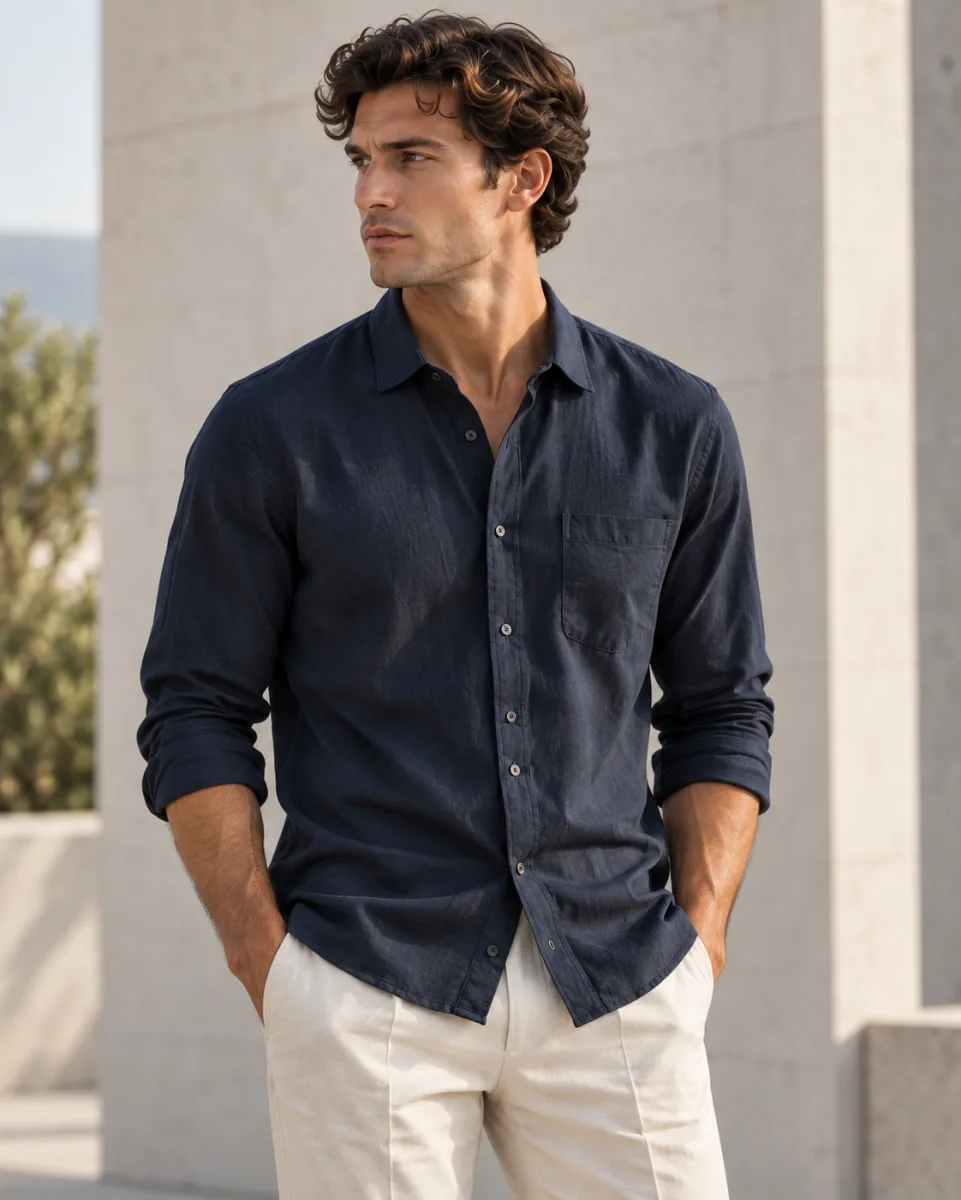 Men's navy casual shirt