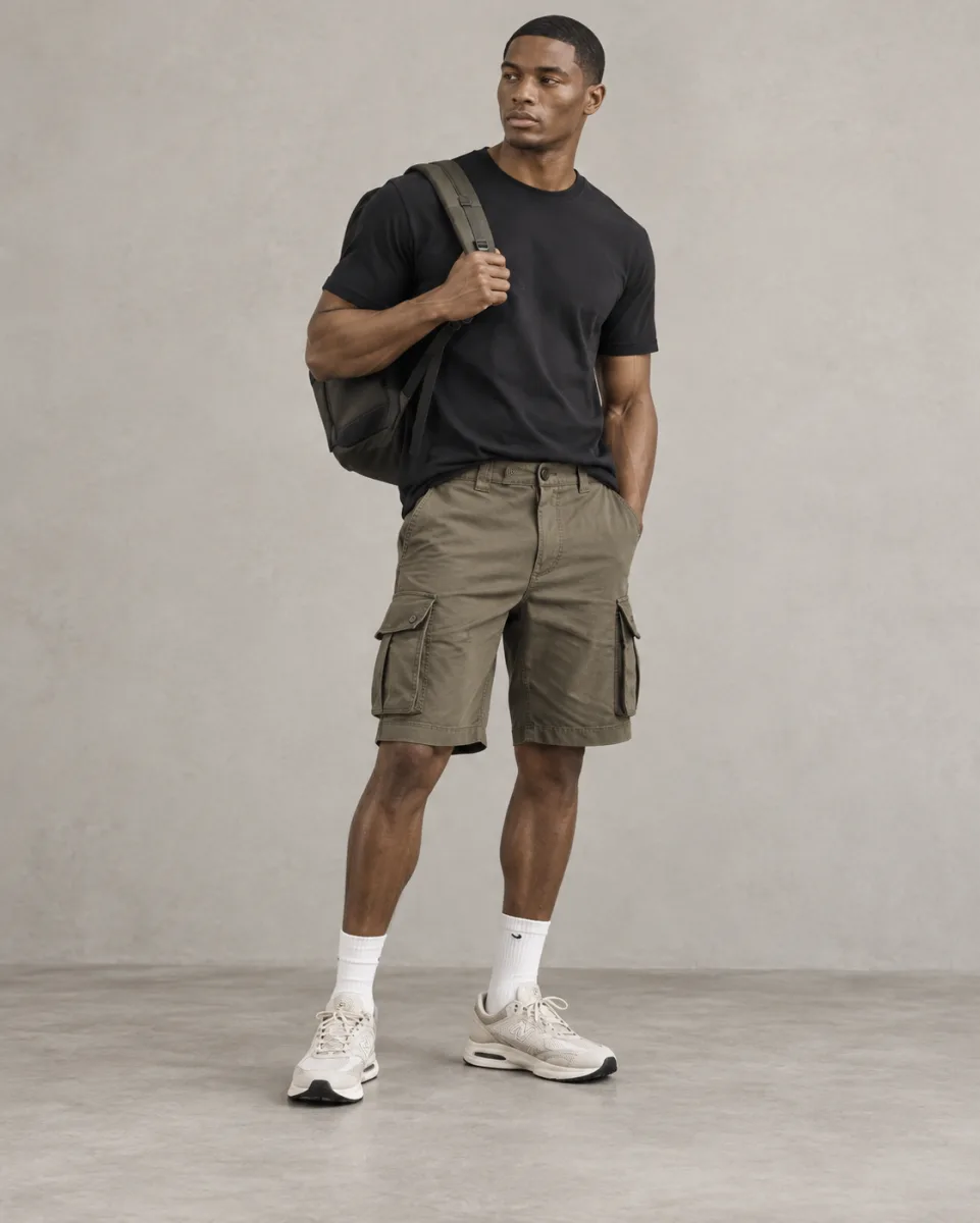 Men's olive cargo shorts